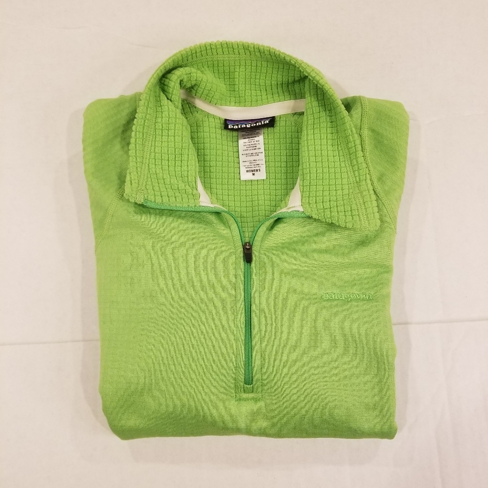 Patagonia Regulator R1 Waffle Green Polartec Pullover Size M Medium Womens